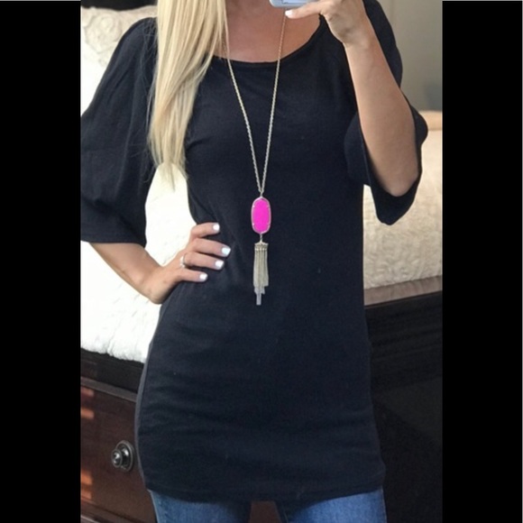 Michael Stars long black tunic top - Picture 2 of 7